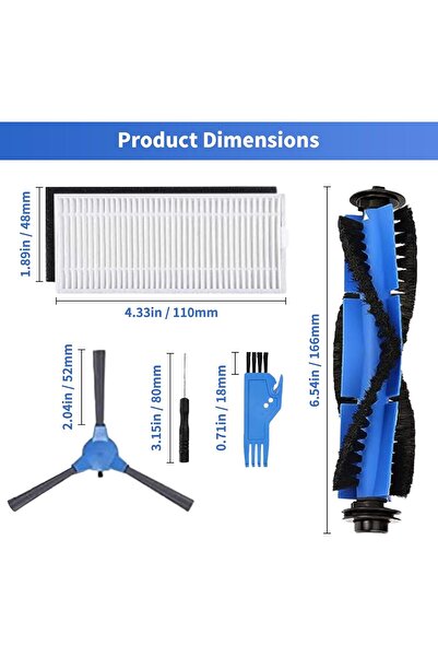 Generic Replacement Parts for eufy Robovac 11S/30/30C/15C/15T/12/35C — Filters & Brushes (19 pcs)