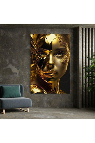 Arthub Canvas Painting, Bedroom And Living Room, Women, Covered By Gold