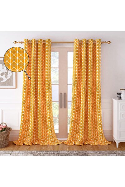 Generic Story@Home Cotton Window Curtain - 5 ft Boho Back-Tie, Light Yellow & Orange, Single Pack