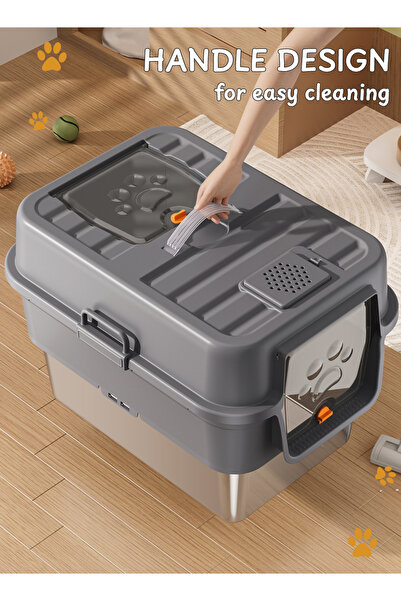 KidLe Enclosed Cat Litter Boxes with Lid Litter Pan Tray for Big & Multiple Cats