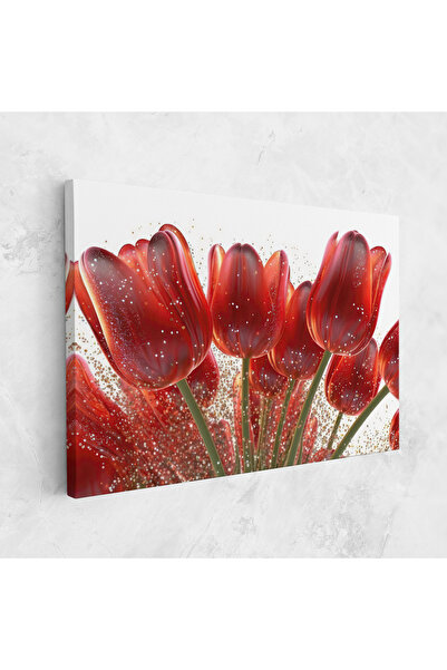 Arthub Canvas Painting, Bedroom And Living Room, Flowers, Glitter Red Tulips