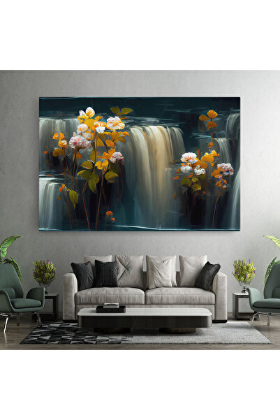 Arthub Canvas Painting, Bedroom And Living Room, Landscapes, Flowers Waterfall