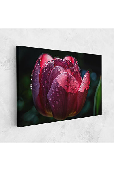 Arthub Canvas Painting, Bedroom And Living Room, Flowers, Pink Tulip After Rain