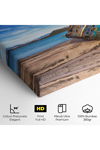 Arthub Canvas Painting, Bedroom And Living Room, Landscapes, Boat Blue Sky