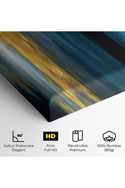 Arthub Tablou Canvas, Dormitor Si Living, Abstracte, Golden Black Blue Art