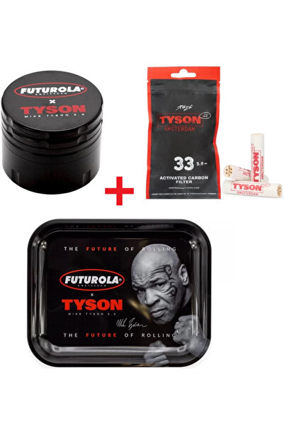 Tyson 2.0 Futurola x Set: Black Grinder Ø62mm + Purize 6mm Filters x33 + Rolling Tray 34x27.5cm