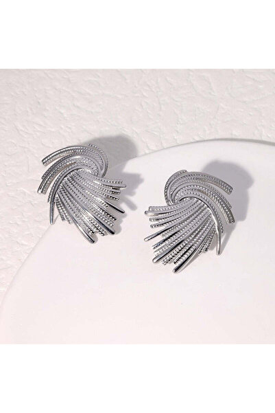 Pursehuit Silver-colored, braided, stainless steel earrings, 18k gold-plated, Selma C4