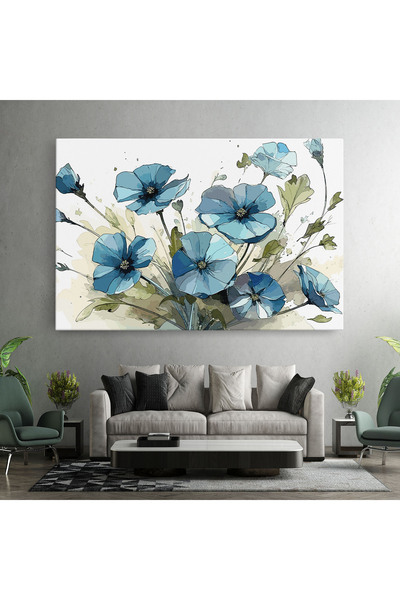 Arthub Canvas Painting, Bedroom And Living Room, Flowers, Blue Wild Plant