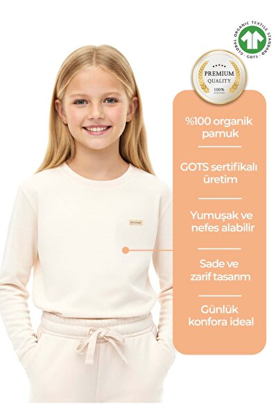 Ozmoz By Mukadder Özden Organic Beige Winter Girls' Thin Sweatshirt
