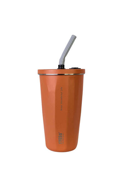 SAFECARE Cup with Straw, 500 ml, Orange