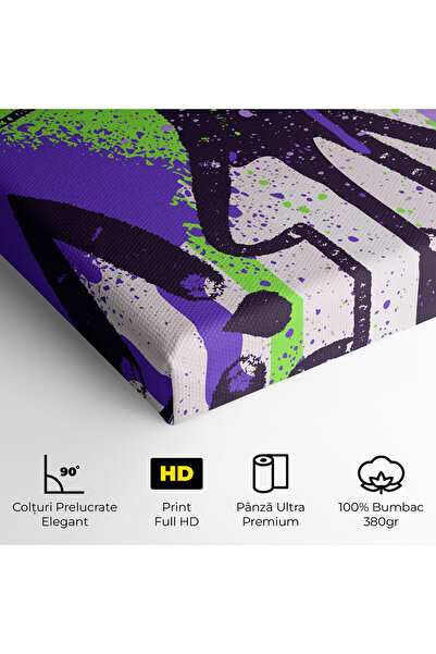 Arthub Canvas Painting, Bedroom And Living Room, Modern, Green Purple Graffiti
