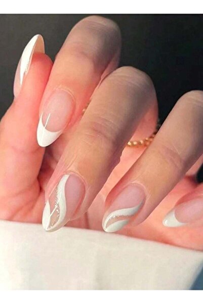 Beauenty أظافر بيضاوية طويلة، أظافر فرنسية، 24 قطعة