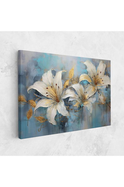 Arthub Tablou Canvas, Dormitor Si Living, Flori, Lily With Gold Painting