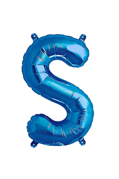 SDEPOT balon folie, albastru, în formă de litera S, 40 cm