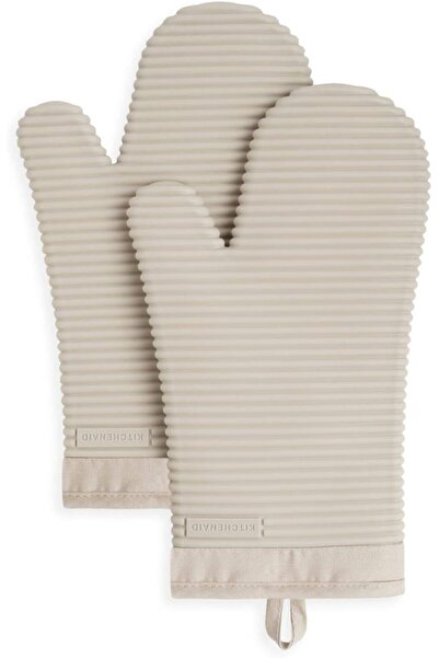 Kitchenaid مجموعة قفازات فرن من السيليكون الناعم المضلع، 7 × 13 بوصة، ميلك شي...