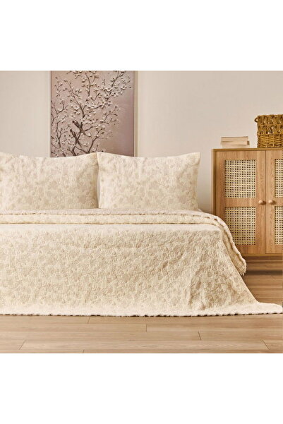 Evidea Soft Selimi Tek Kişilik Yatak Örtüsü Seti - Bej - 160x220 cm