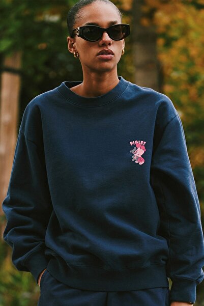 The Champ Clothing Γυναικείο φούτερ oversized Piglet Hugs με στάμπα σε μπλε ν...