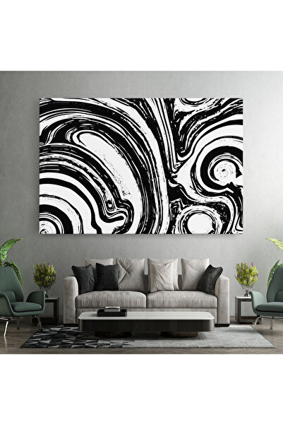 Arthub Canvas Painting, Bedroom And Living Room, Modern, Black Liquid White