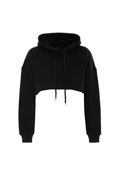 MORREZ Siyah Crop Sweatshirt