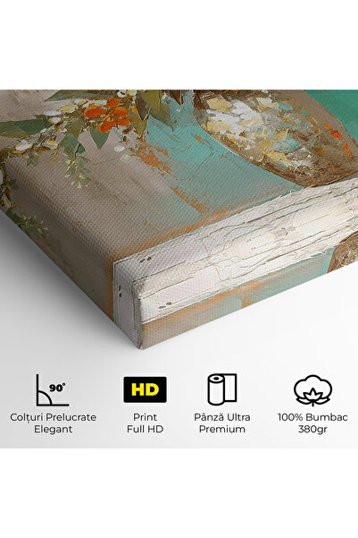 Arthub Canvas Painting, Bedroom And Living Room, Flowers, Grey Vase Orange