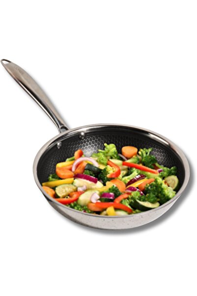 Vinod SAS Pro Platinum Triple Stainless Steel Frypan - 22 cm (Induction Compatible)