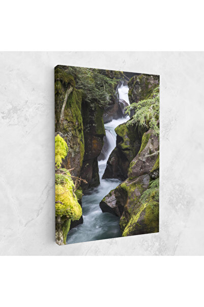 Arthub Canvas Painting, Bedroom And Living Room, Landscapes, Water Falling Forest