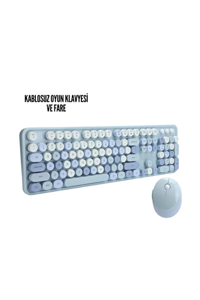 Belle Fusion Kablosuz Klavye Mouse Seti mavi