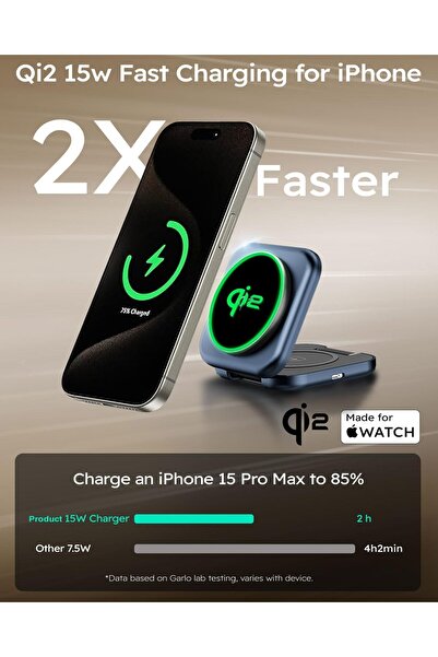 Generic 3-in-1 Qi2 Certified 30W Foldable Magnetic Wireless Charger Station for iPhone, AirPods, Apple Watch