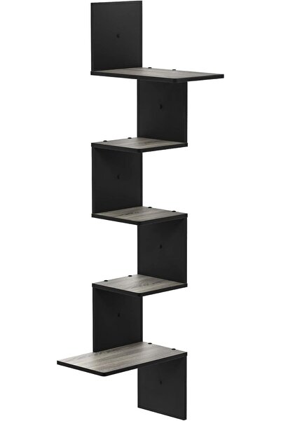 furinno 5-Tier Radial Corner Floating Wall Shelf - Wood