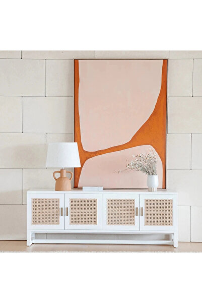 ŞafakMobilya Vista Masif Ahşap Hazeranlı Beyaz Tv Ünite