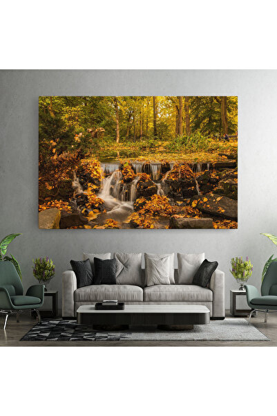 Arthub Canvas Painting, Bedroom And Living Room, Landscapes, Autumn Pretty Waterfall