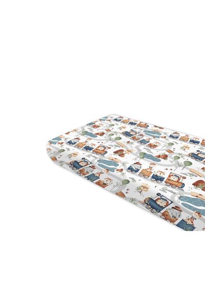 MimiNu Чаршаф с ластик, MimiNu, За легло 160x80 см, Памук, Дизайн, Зоопарк въ...