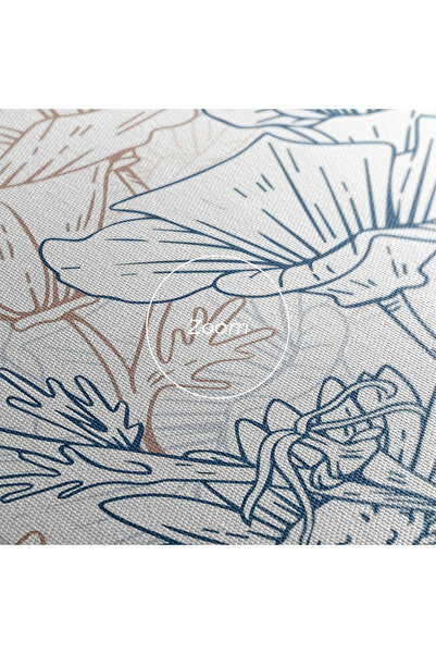 Arthub Canvas Painting, Bedroom And Living Room, Flowers, Cream Blue Line