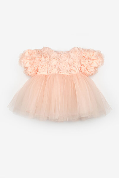 Le Mabelle Salmon Rose Detailed Baby Girl Dress - Elina