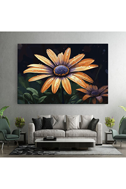 Arthub Canvas Painting, Bedroom And Living Room, Flowers, Orange Pretty Daisy