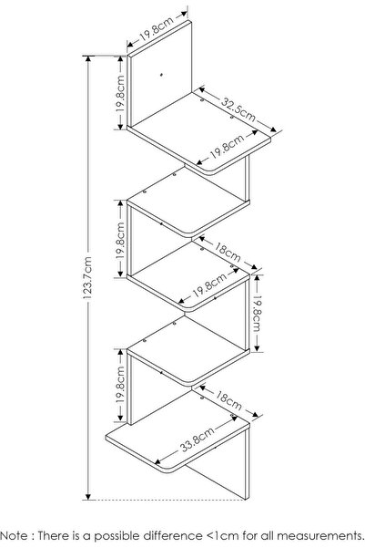 furinno 5-Tier Radial Corner Floating Wall Shelf - Wood