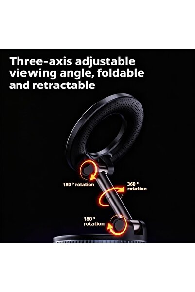 Generic Retractable Car Phone Mount - 360° Magnetic, Adjustable Vacuum Suction & Portable Holder