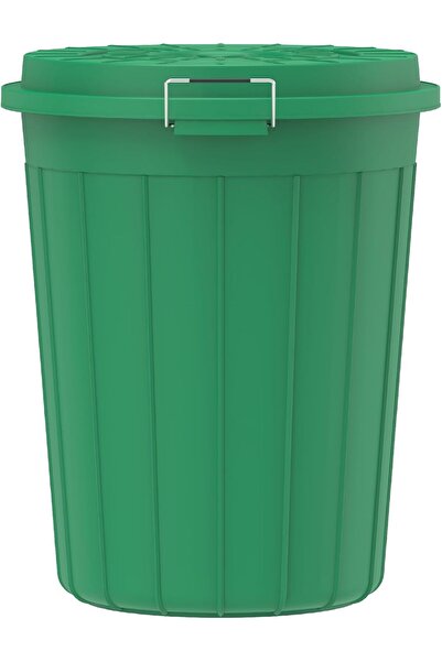 Cosmoplast 100L Round Plastic Trash Bin with Lid - Green (Top-Opening)