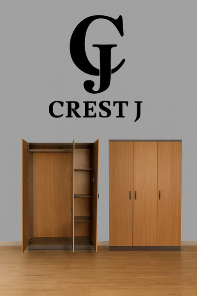 Crestj خزانة ملابس خشبية بنية اللون بثلاثة أبواب 120x54x200