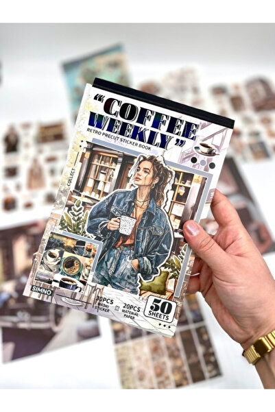 Kağıt Gemi Dükkan Coffee Weekly Retro Kafe Temalı Sticker Defteri/ 50 Yaprak ...