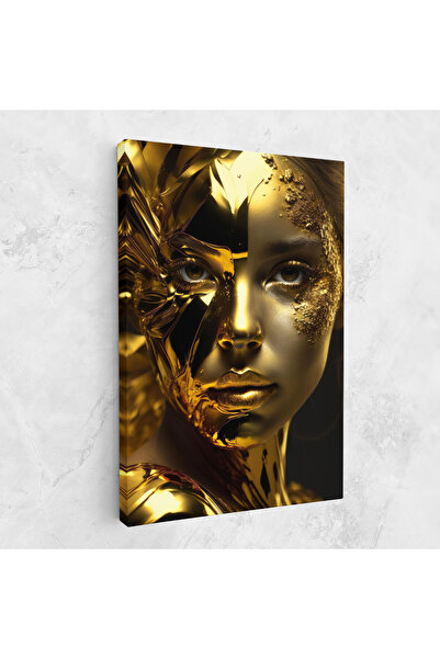 Arthub Canvas Painting, Bedroom And Living Room, Women, Covered By Gold