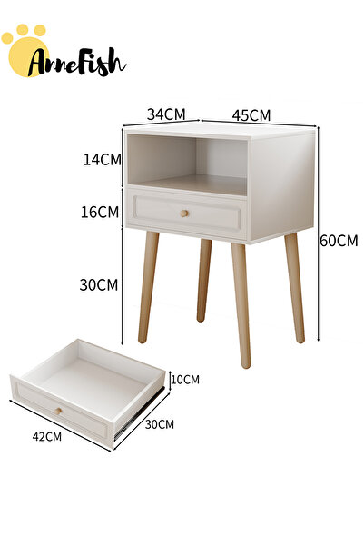 AnneFish 45*35*60cm Nightstand with Drawer Home Bedside Table 2-Tier Modern Nightstands End Coffee Table