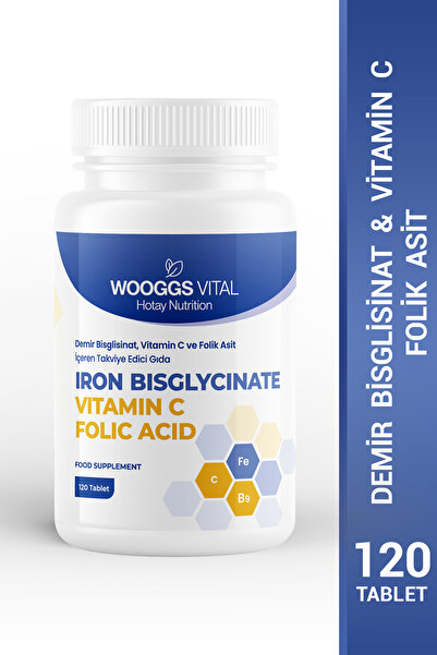 Hotay Nutrition Wooggs Vital Demir Bisglisinat 14 mg, C Vitamini 50 mg ve Fol...