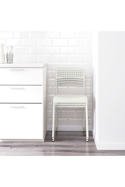 ECVV Plastic Stackable Indoor/Outdoor Rattan-Pattern Chair - White