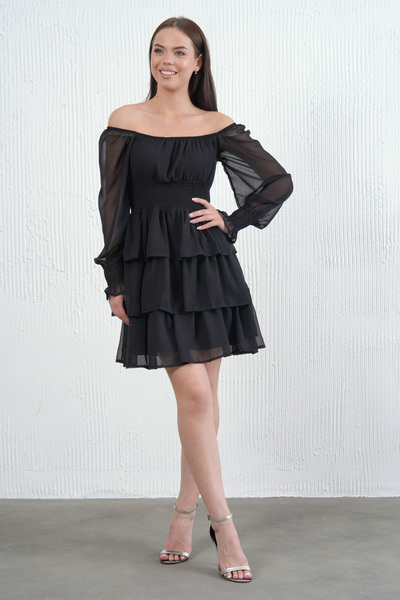 WOMAN VISION Langärmeliges, schulterfreies Minikleid