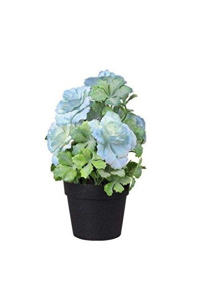 Bukela Artificial Silk Peony Arrangement with Hand-Blown Glass Vase - Blue
