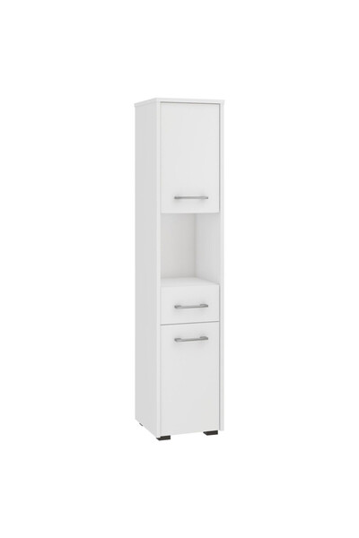 SERSIMO Dulap de baie tip coloană cu 2 uși, 1 sertar și rafturi interioare, 30x30x140 cm, alb