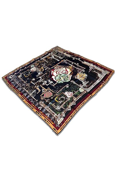 Cacharel Eșarfă neagră din mătase Tivil cu model mixt IST 6626313 - 915