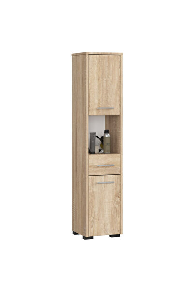 SERSIMO Dulap de baie tip coloană cu 2 uși, 1 sertar și rafturi interioare, 30x30x140 cm, stejar sonoma