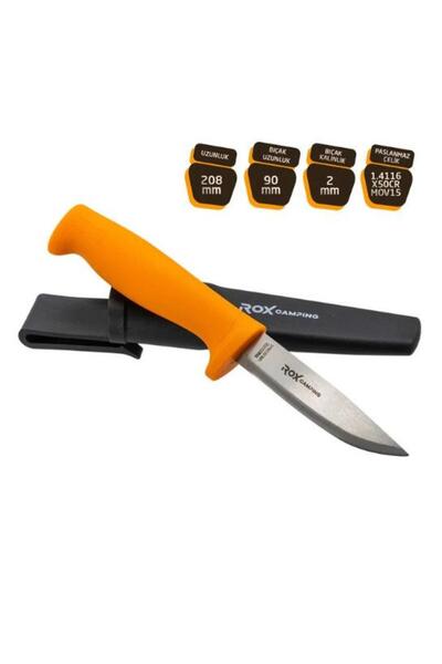 Rox Camping 0320 Bushcraft Eco Paslanmaz Çelik Kamp Bıçağı (Turuncu)